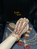 Pre Order 6 Weeks - 24crt Gold Plated Maroon Bridal Hand Piece ONLY |Angla - Jewelsbyrani