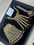 Pre Order 6 Weeks: 22crt Gold Plated Hand Piece, Jhumar & Tikka