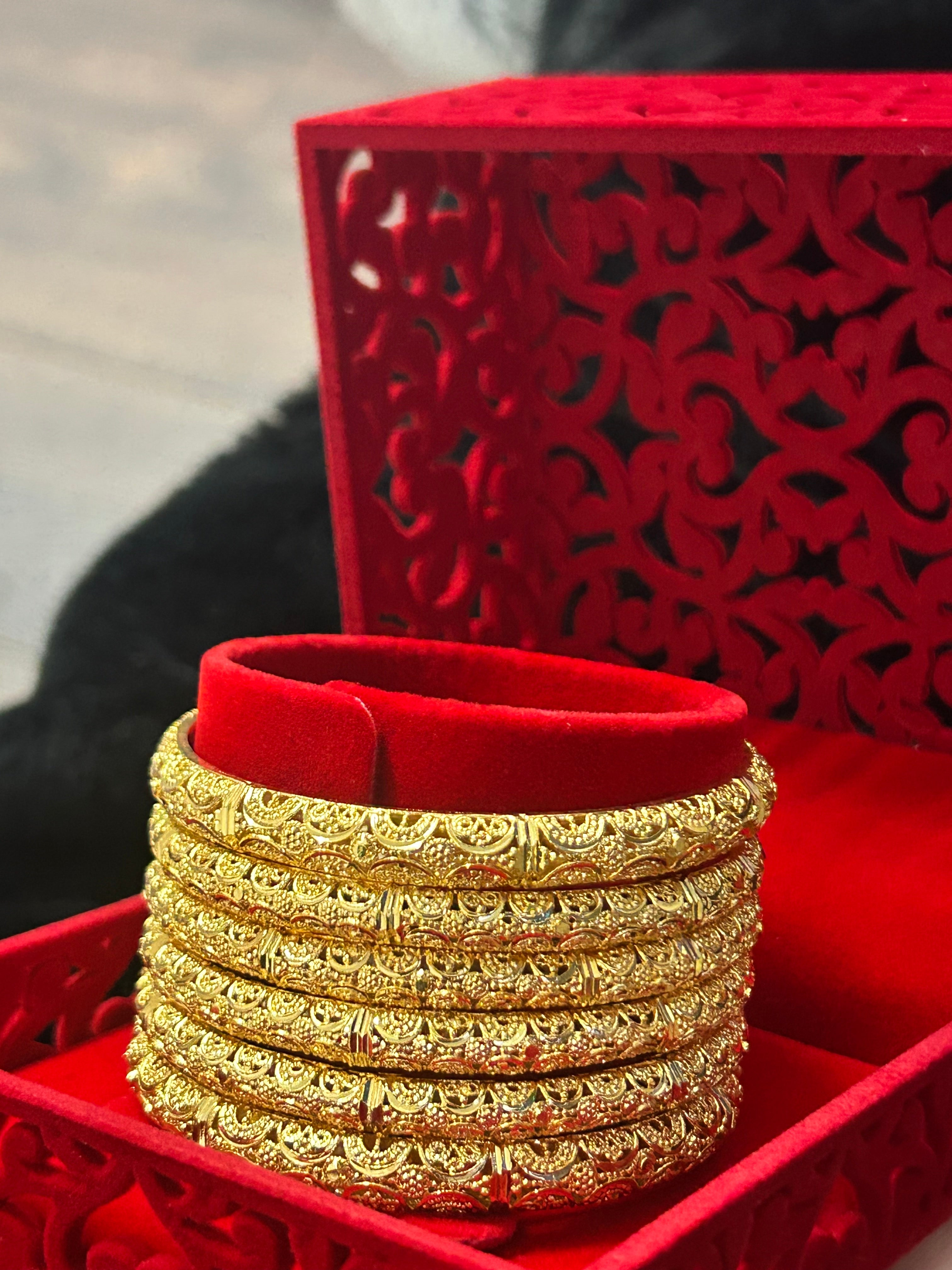 Gold Finish -Noor E Sona - Gold Plated - 6 Bangles