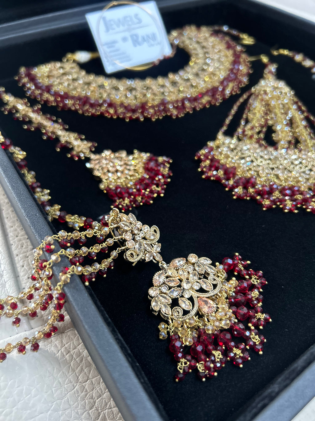 BeautifulMaroon and Gold  Full Bridal Jewellery Set/ Style 18