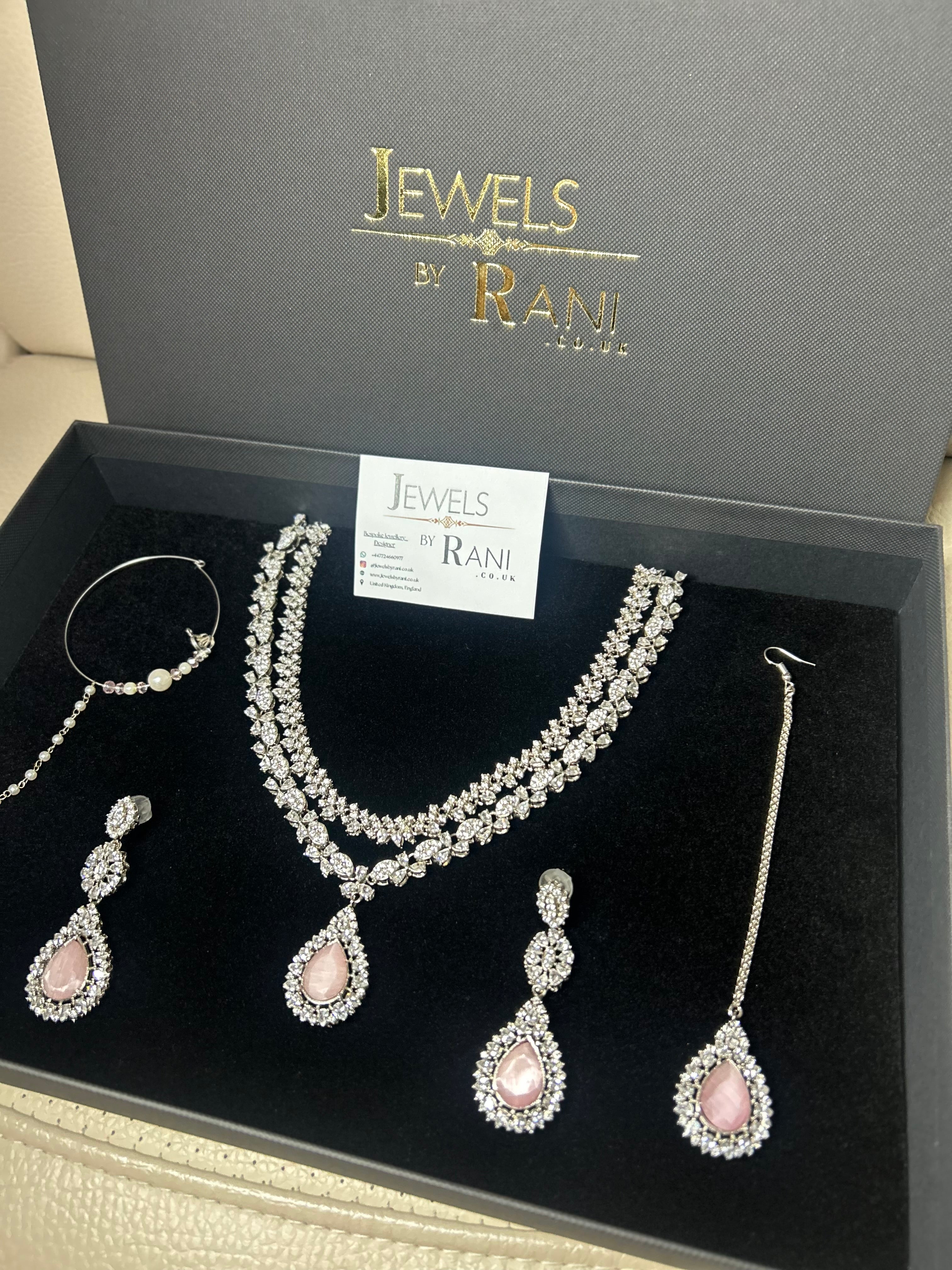 Elegant Pink and Silver Statement Set