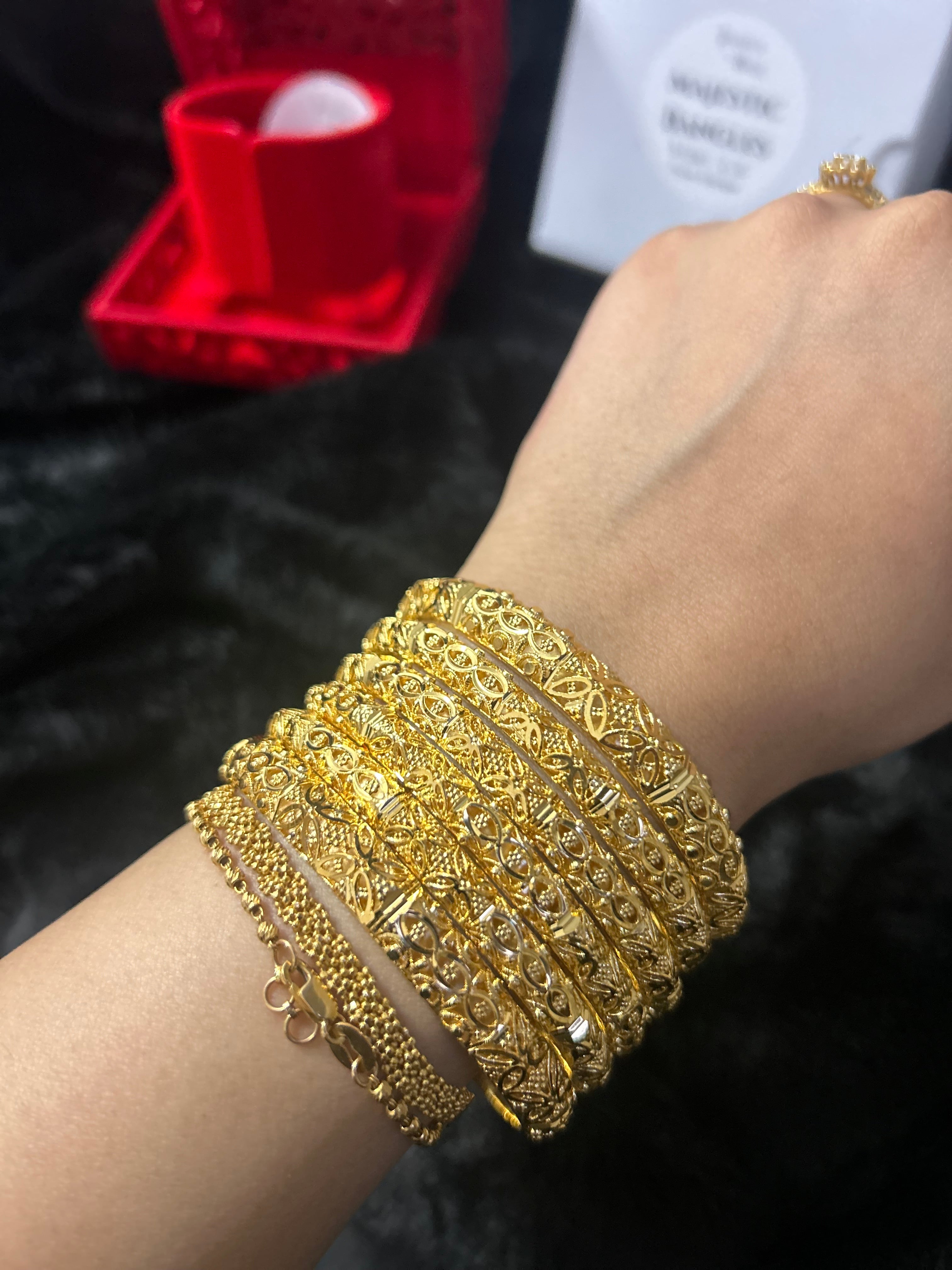 Gold Finish -Majestic - Gold Plated - 6 Bangles