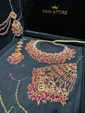 Beautiful Hot Pink & Gold Bridal Necklace Mehndi Set - Jewelsbyrani