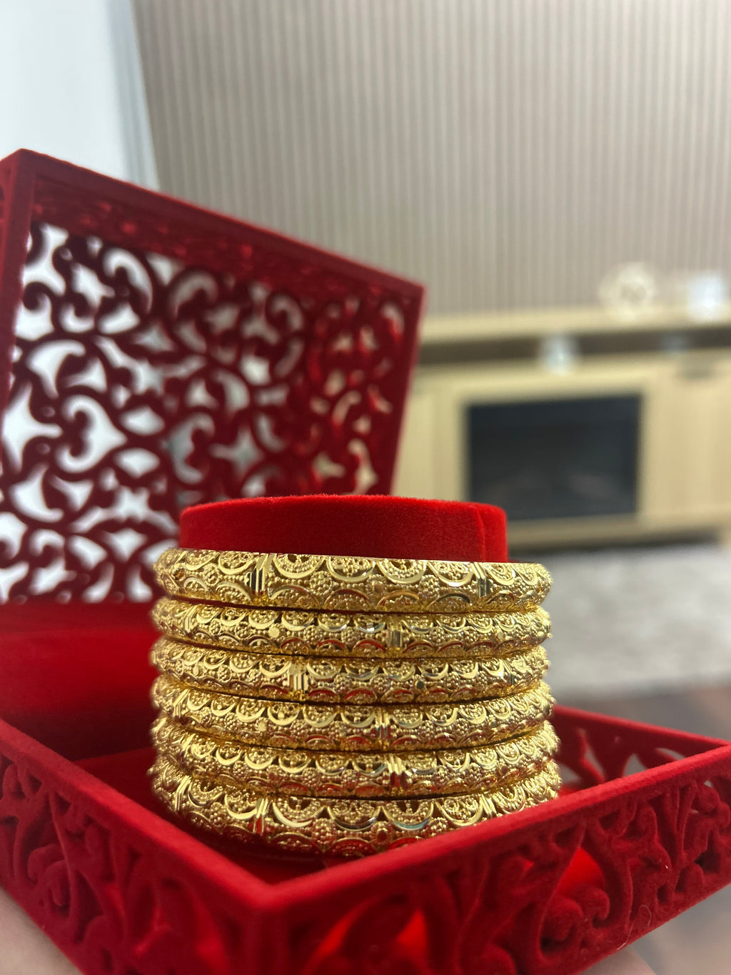 Gold Finish -Noor E Sona - Gold Plated - 6 Bangles