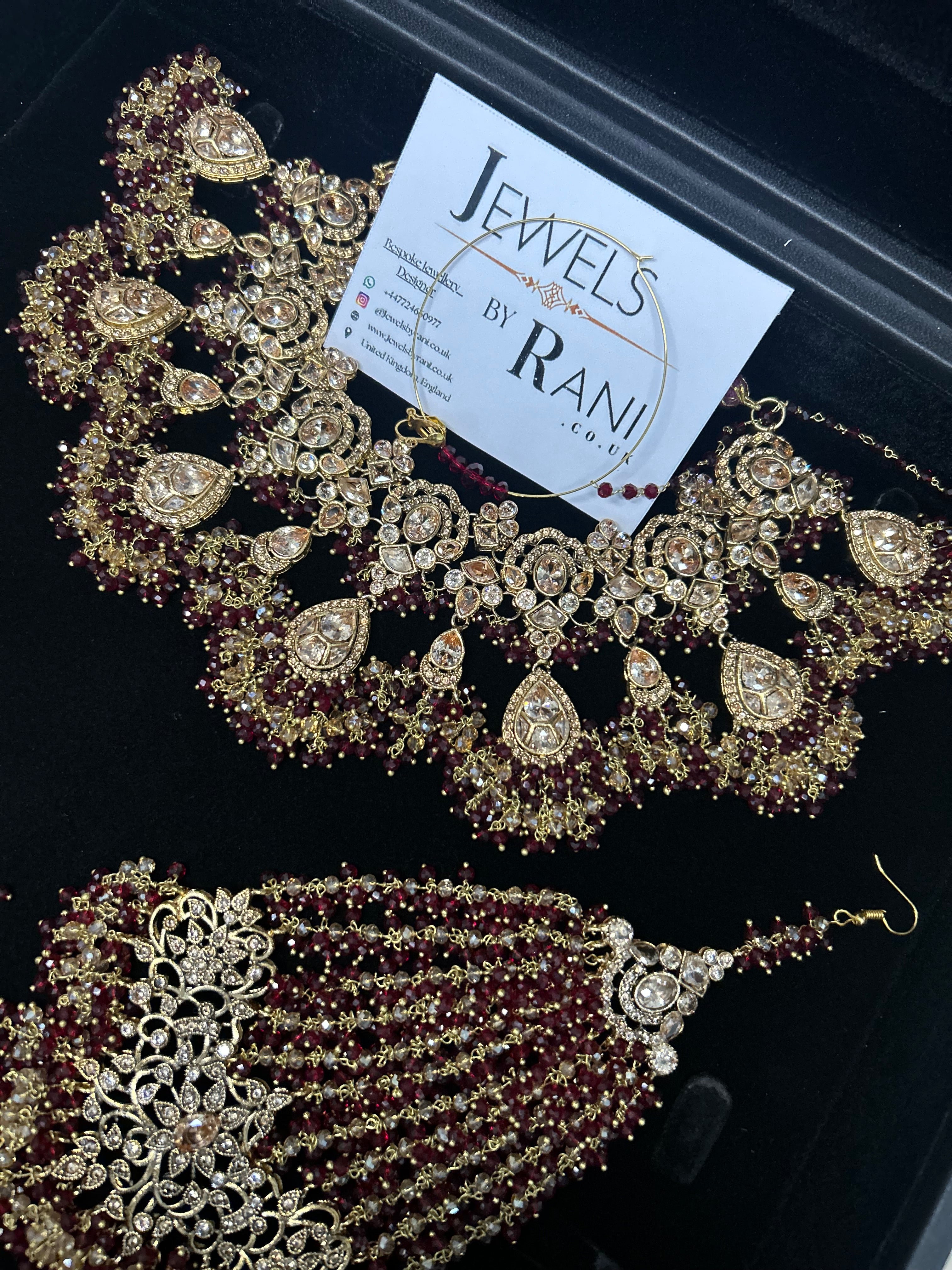 Style 3 - New Maroon and Gold Bridal Jewellery Set