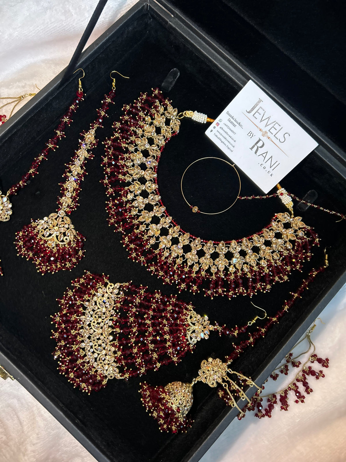 22crt Gold Plated  - Maroon and Gold Bridal Set Style 3863