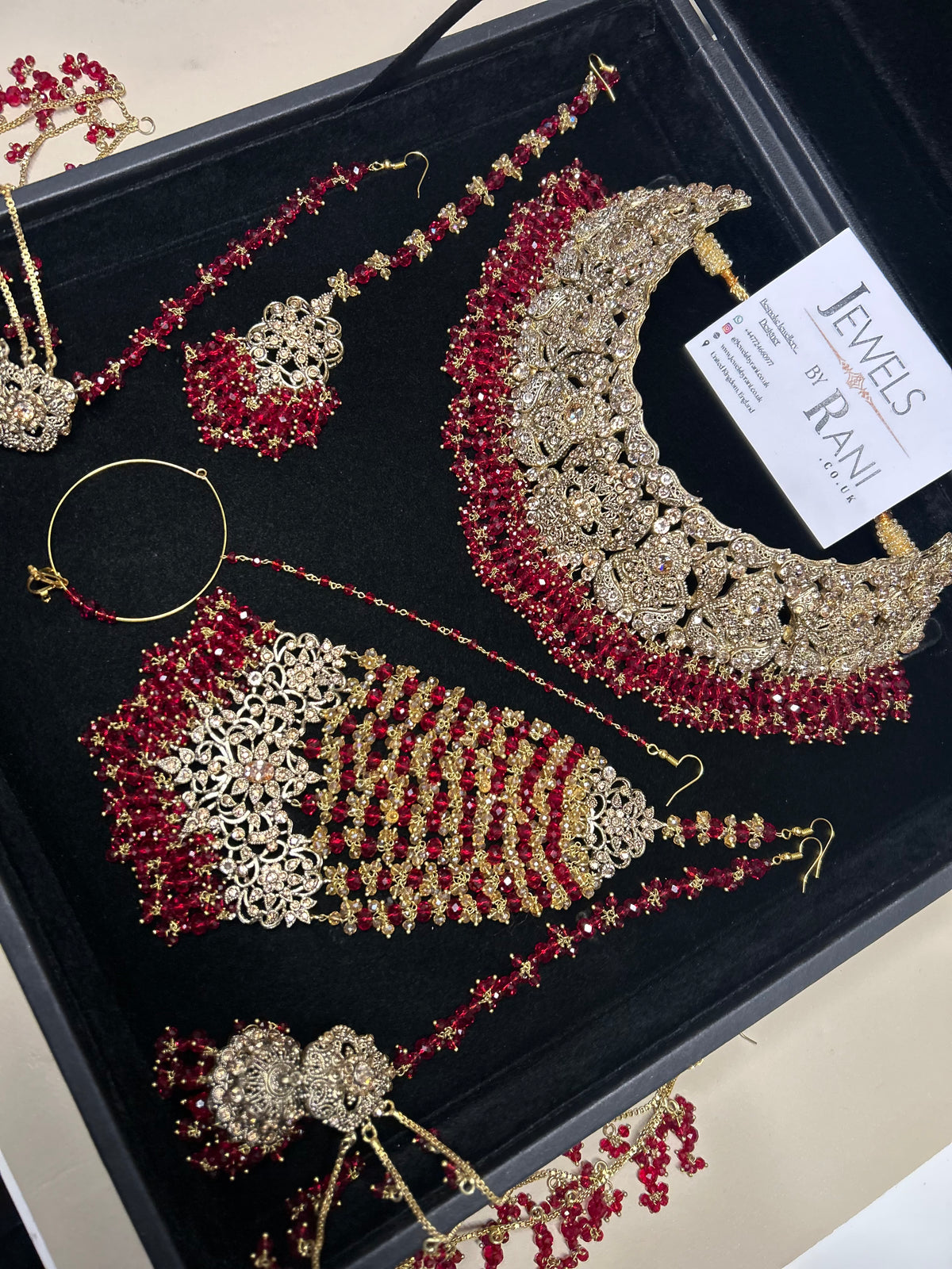 Trending Deep Red Full Bridal Jewellery Set/ Style 385
