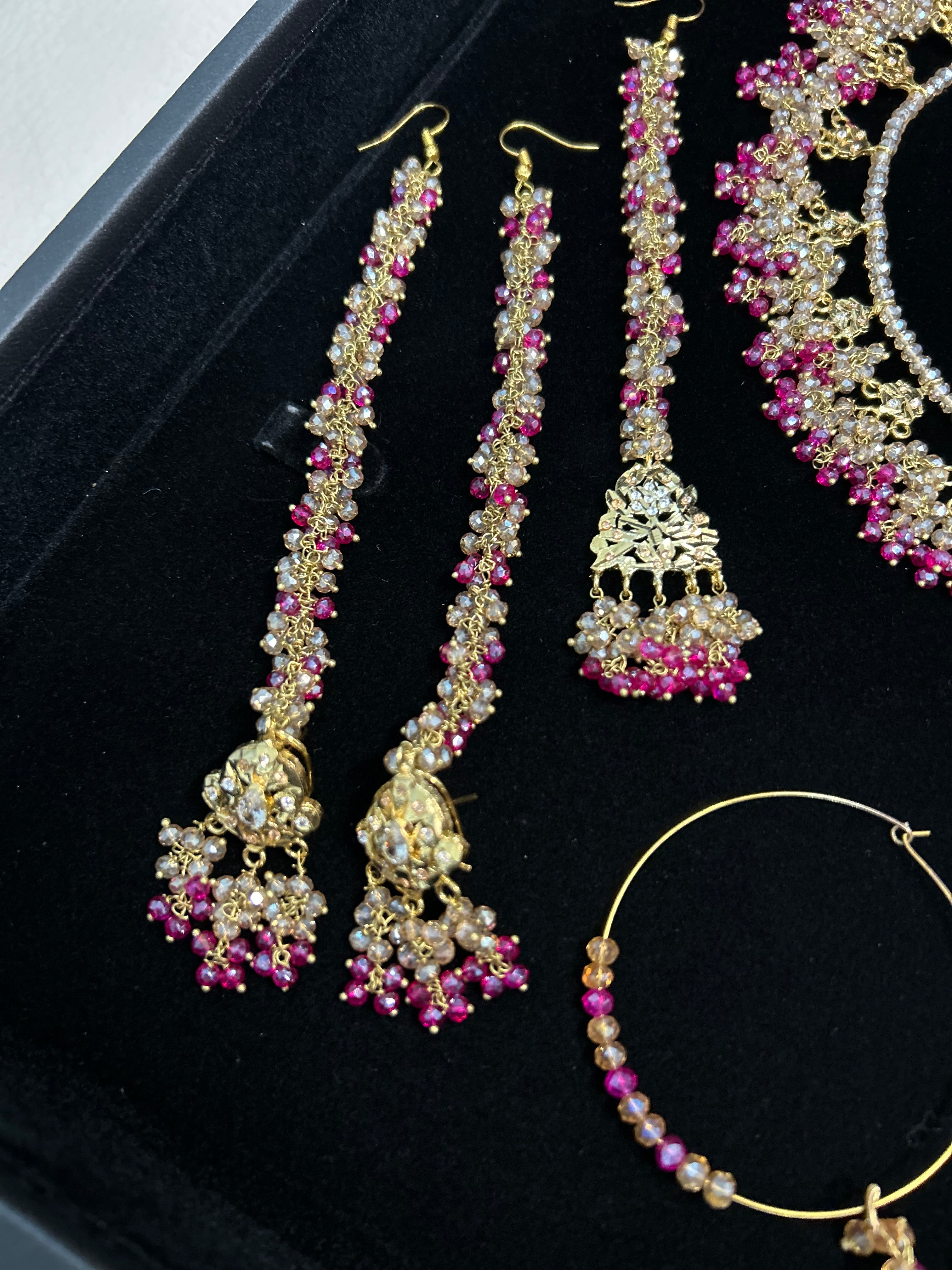 Hot Pink and Gold Kundan Bridal Jewellery Set 22crt Gold Plated