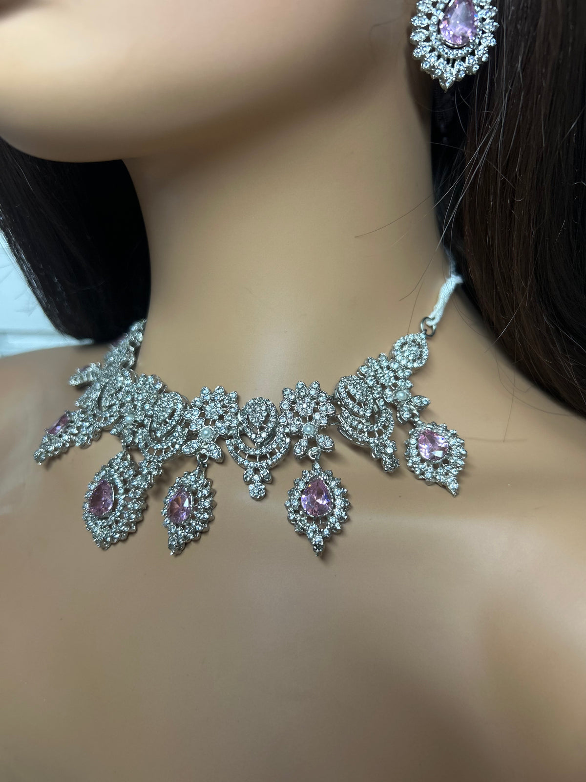 Trending, Baby Pink & Silver Statement Set Style 5207