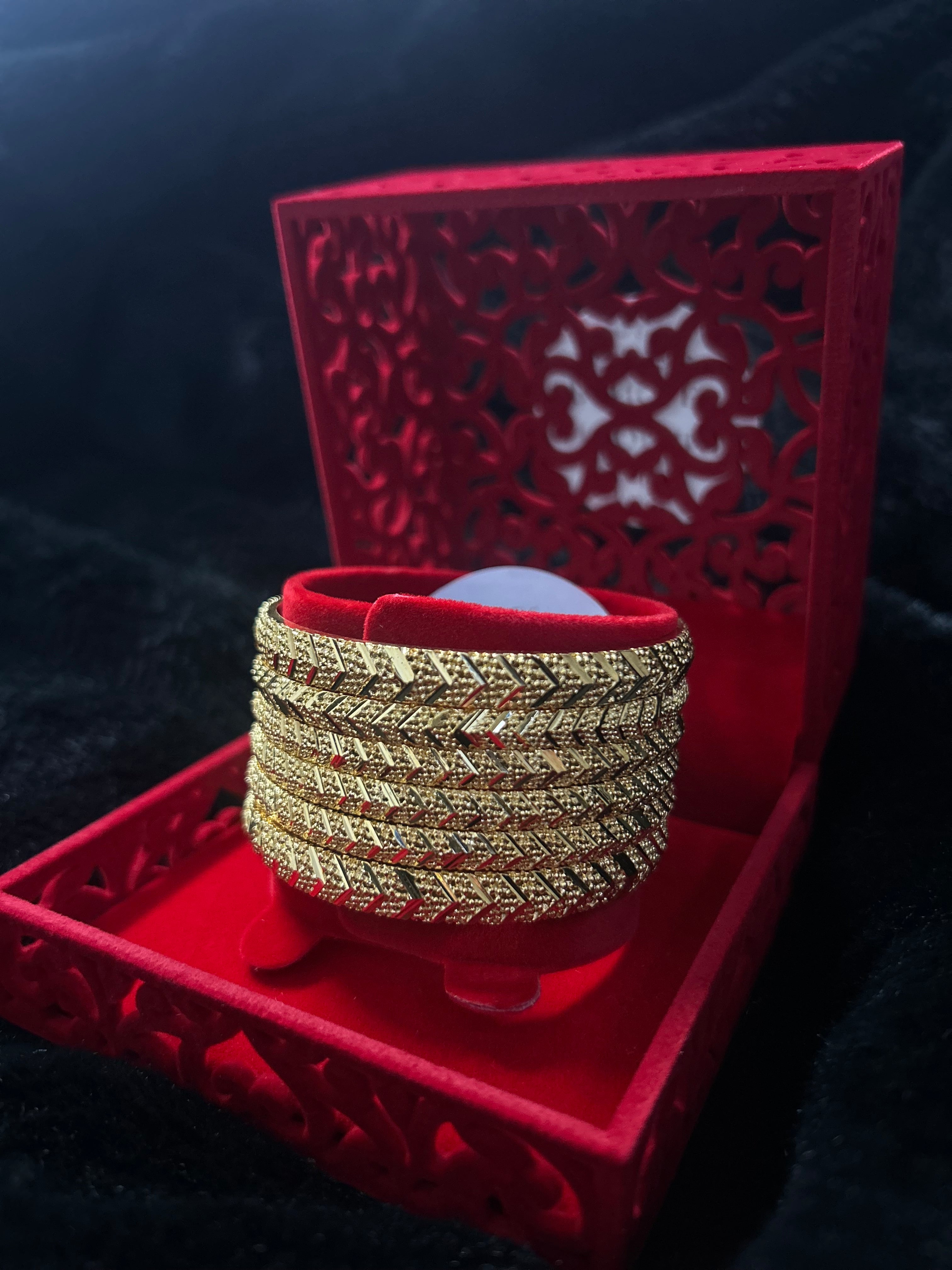 Gold Finish - Noorani Gold Plated - 6 Bangles