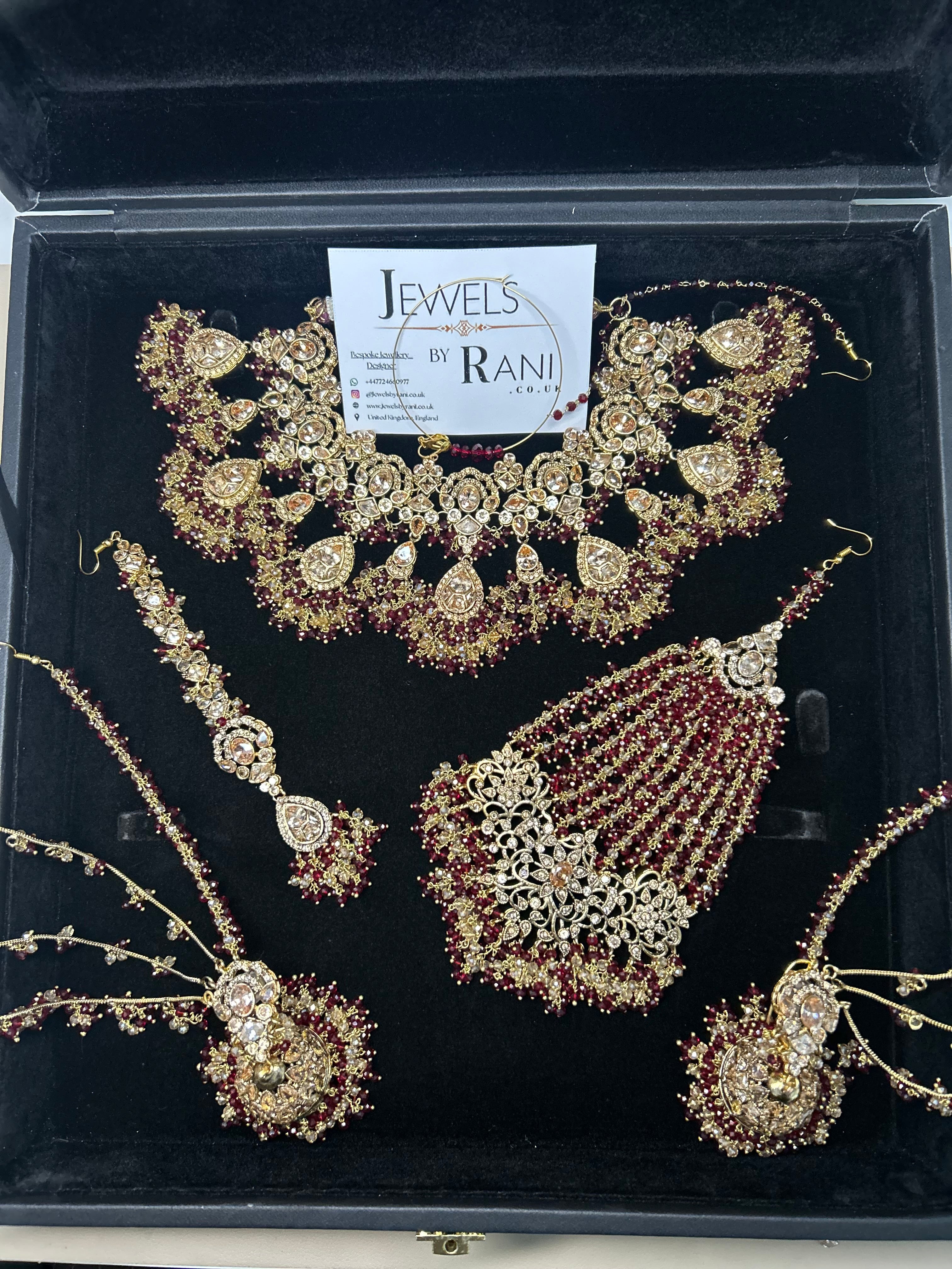 Style 3 - New Maroon and Gold Bridal Jewellery Set