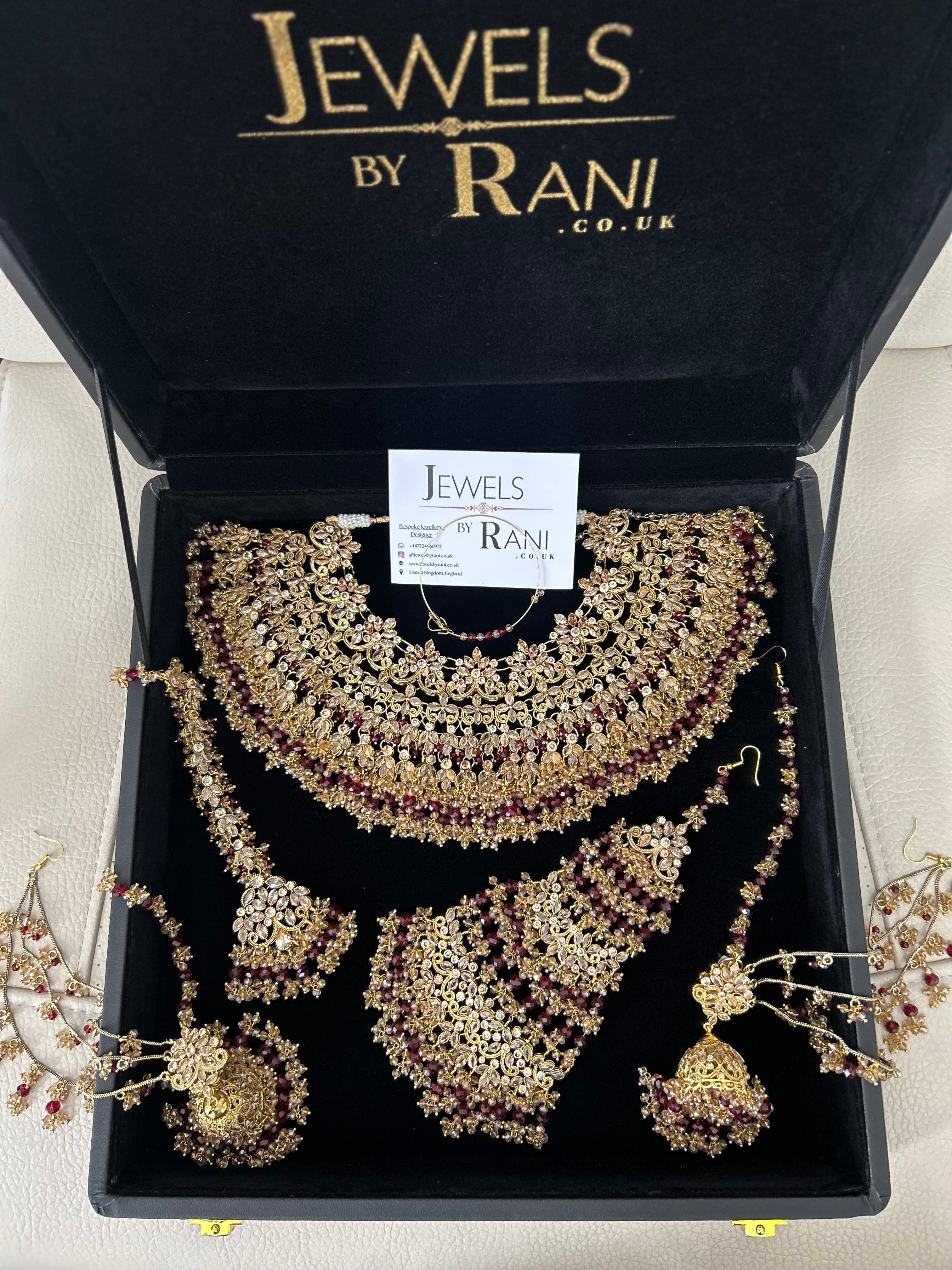 Pre order 6 Weeks - 22crt Gold Plated  - Maroon and Gold Bridal Set