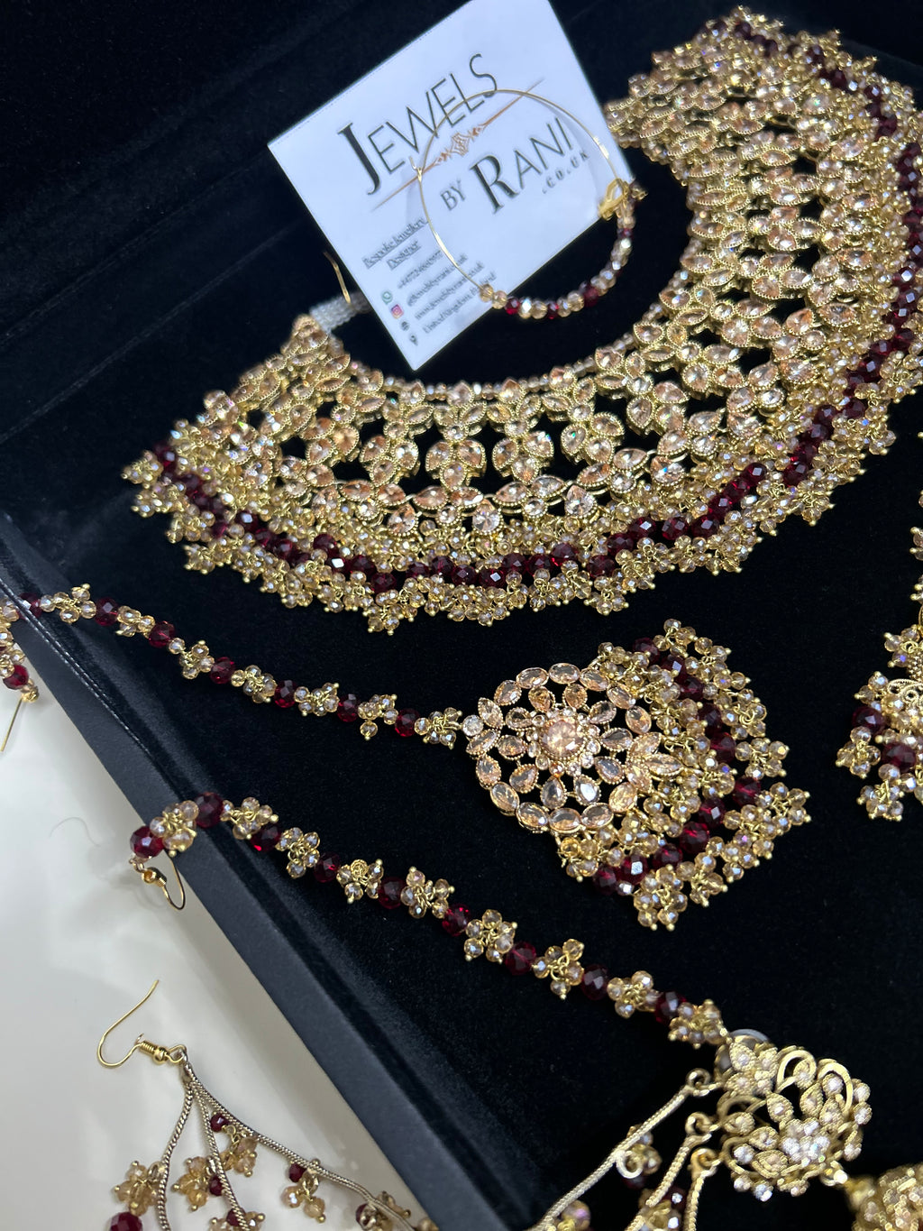 PRE ORDER: 6 Week Making time- Beautiful Maroon & Gold 22 crt Gold Plated Bridal Jewellery Set