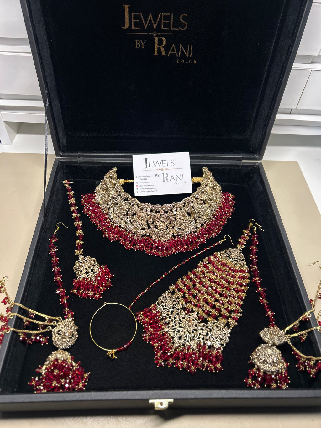 Trending Deep Red Full Bridal Jewellery Set/ Style 385