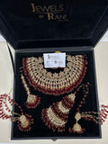 Stunning, Pakistani Trending Deep Red Full Bridal Jewellery Set/ Style 87 Large Necklace