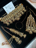 22crt Gold Plated  - Trending Maroon and Gold Choker Bridal Set Style 3862