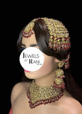 PRE ORDER 6 Weeks - Deep Red & Gold Necklace Set - 24crt Gold Plated - Jewelsbyrani
