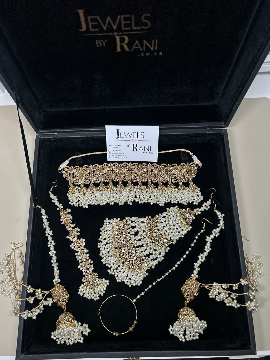 Pearly White & Gold Bridal Choker Jewellery Set Style 480