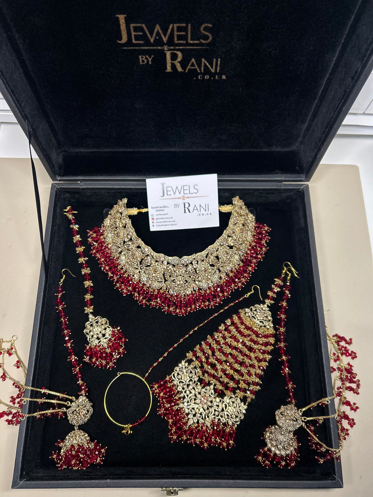 Trending Deep Red Full Bridal Jewellery Set/ Style 385