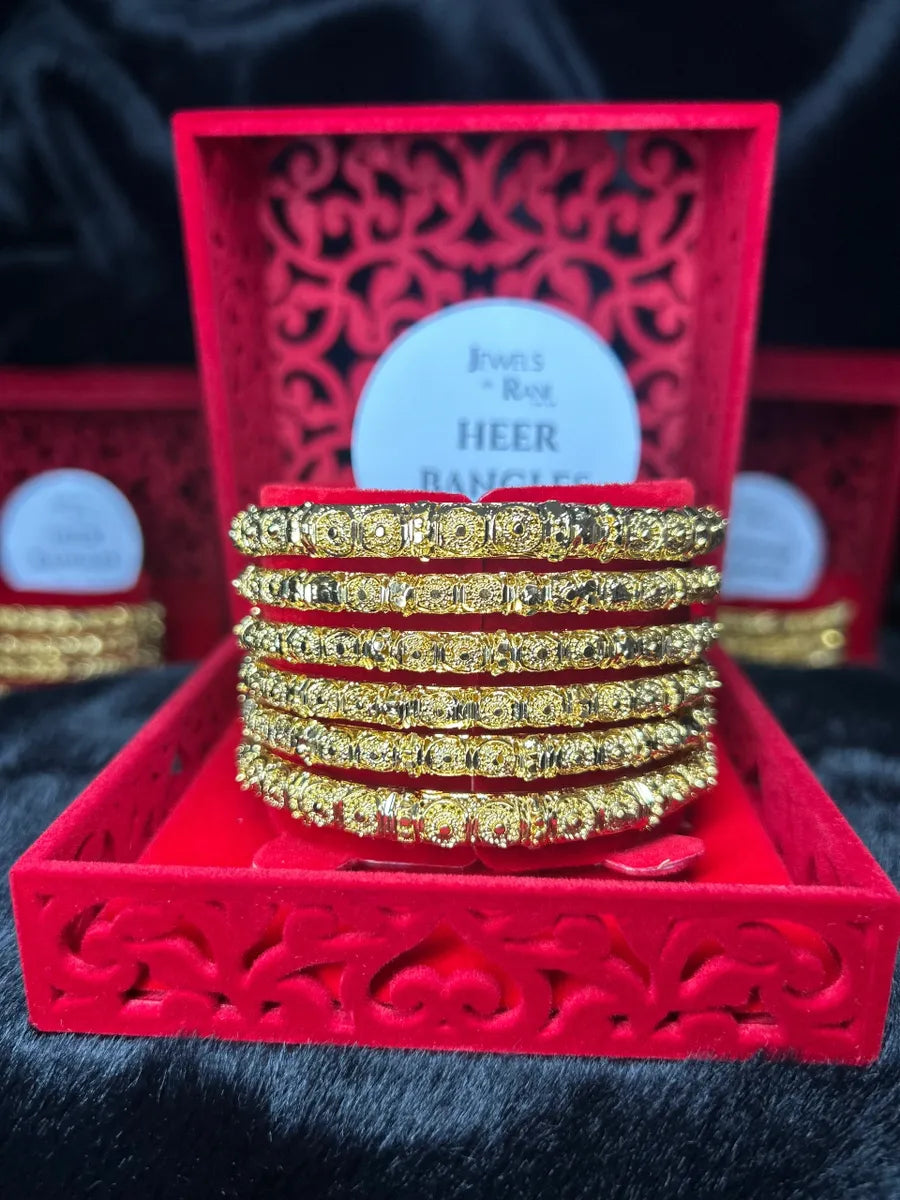 Gold Finish - Heer Bangles - Gold Plated - 6 Bangles
