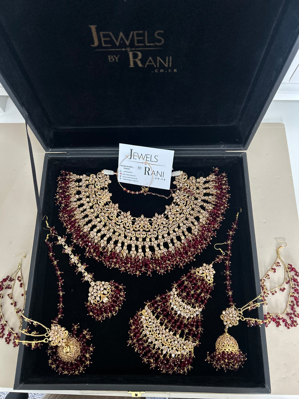 Stunning, Pakistani Trending Maroon Full Bridal Jewellery Set/ Style 87 Large Necklace