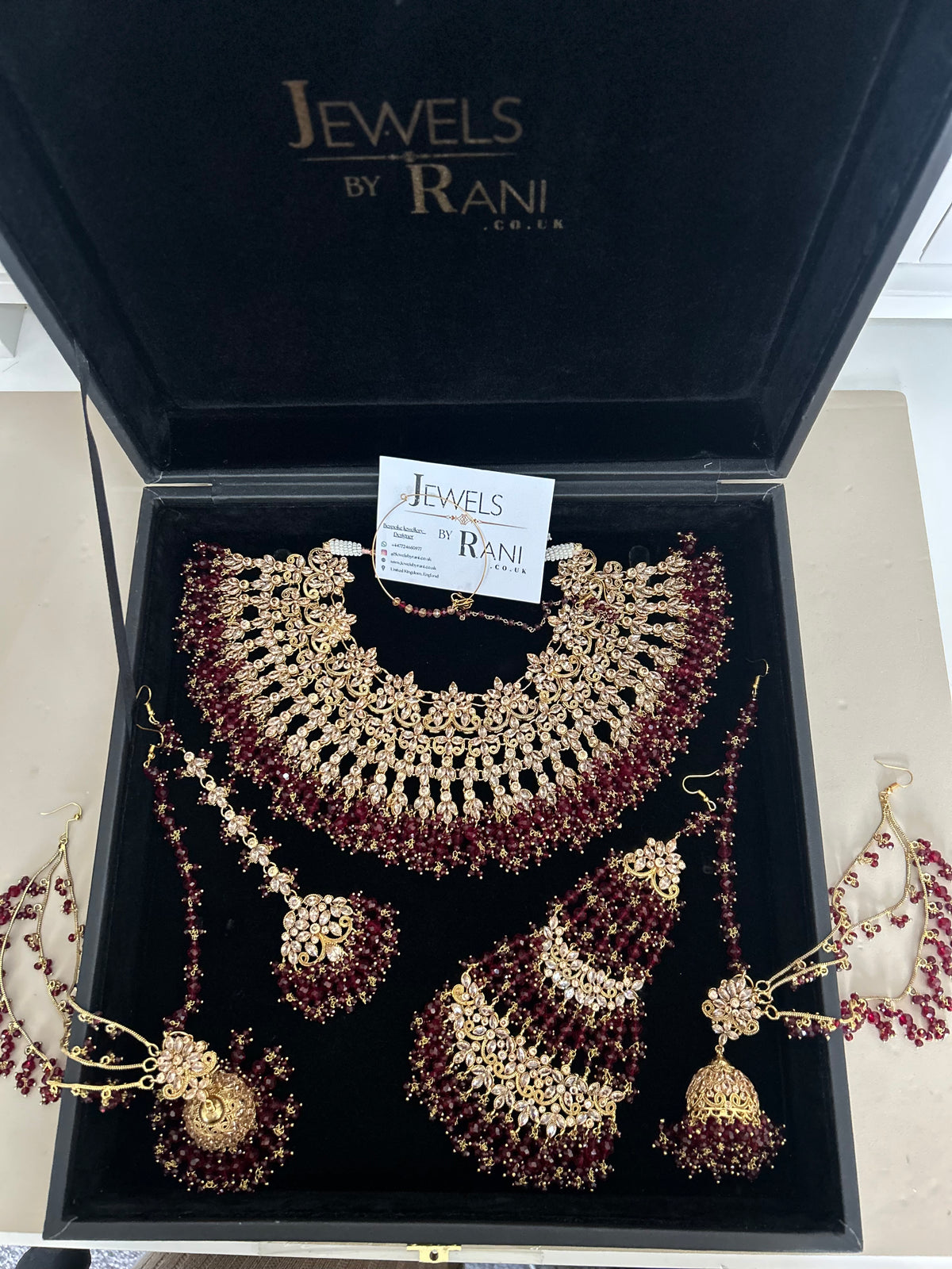 Stunning, Pakistani Trending Maroon Full Bridal Jewellery Set/ Style 87 Large Necklace