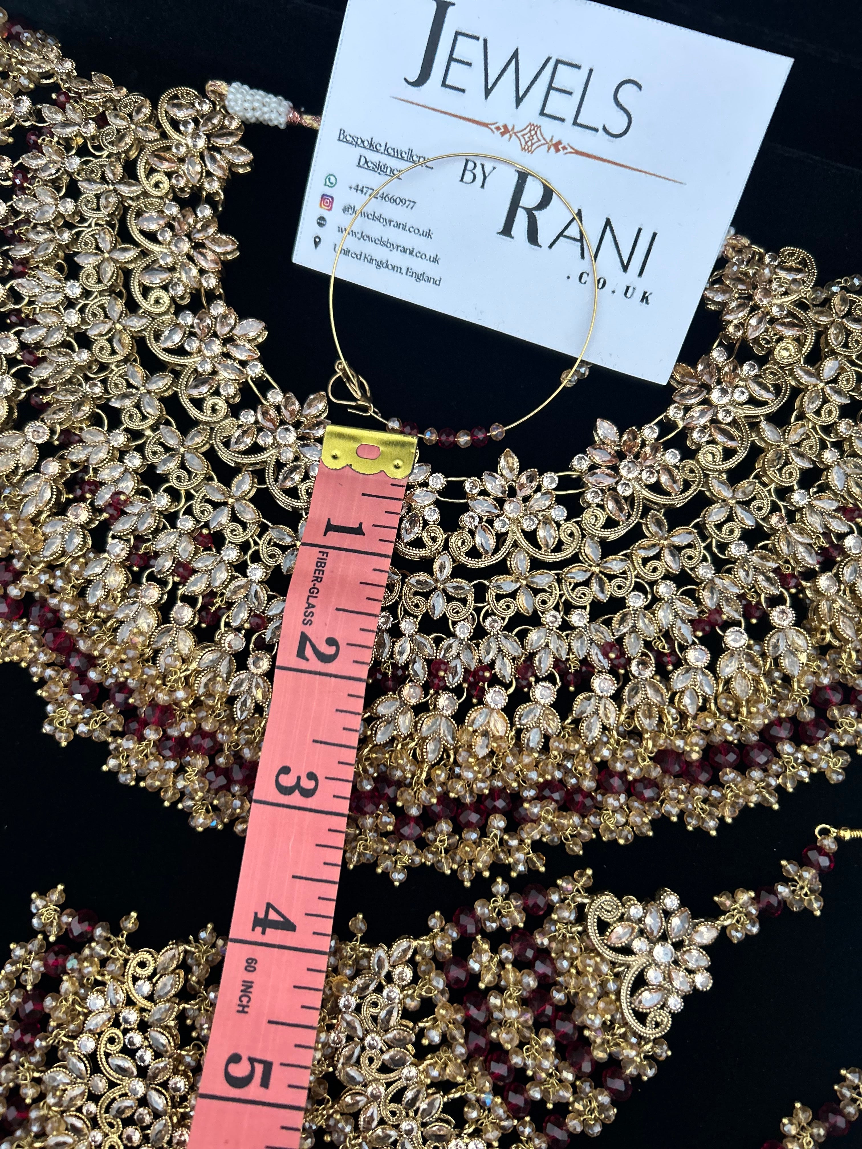 Pre order 6 Weeks - 22crt Gold Plated  - Maroon and Gold Bridal Set