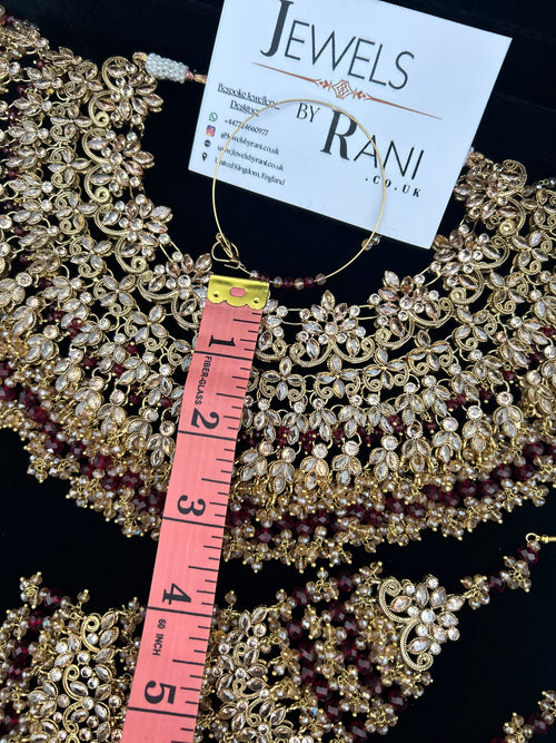 22crt Gold Plated  - Maroon and Gold Bridal Set Style 8289