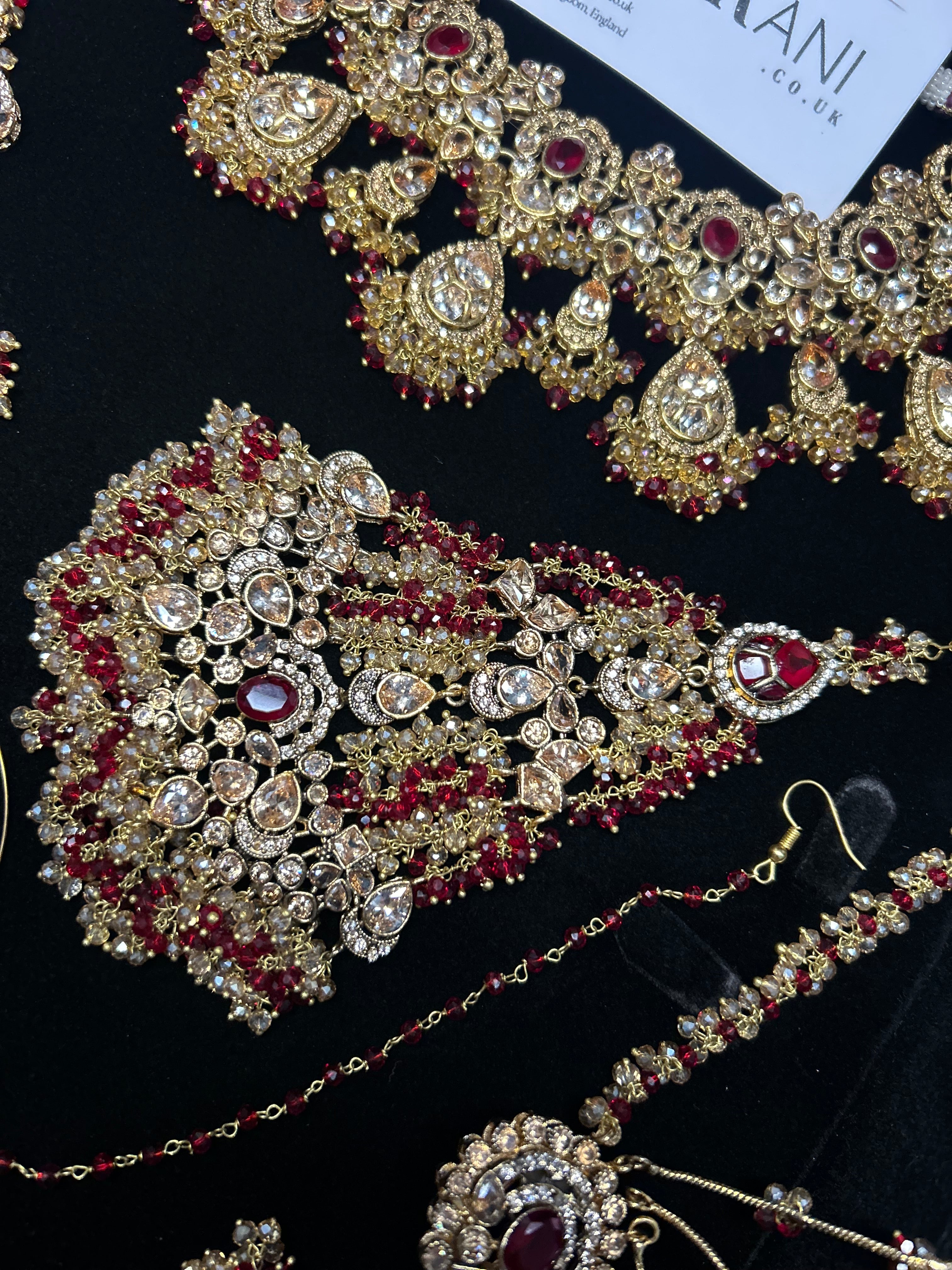 Style 4 - New Deep Red and Gold Bridal Jewellery Set