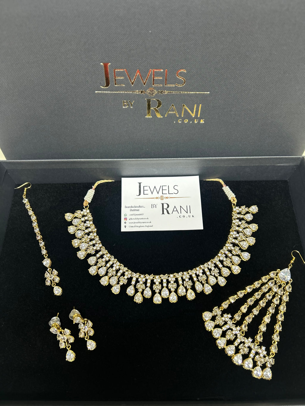Beautiful Silver Stoned Bridal Jewellery Set 22crt Gold Plated