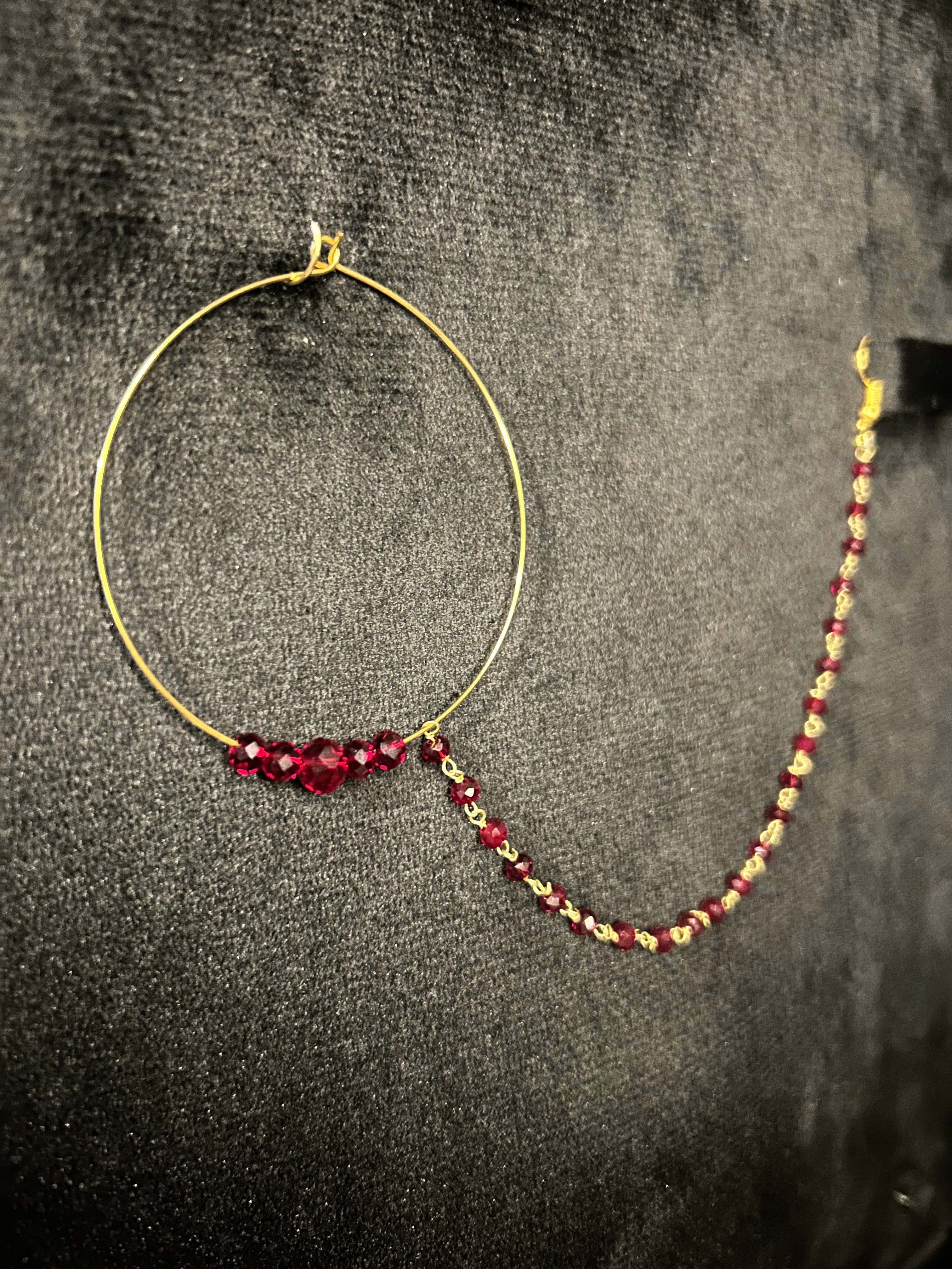 Maroon Bridal Nose Ring Nathli Nose Hoop Design 6