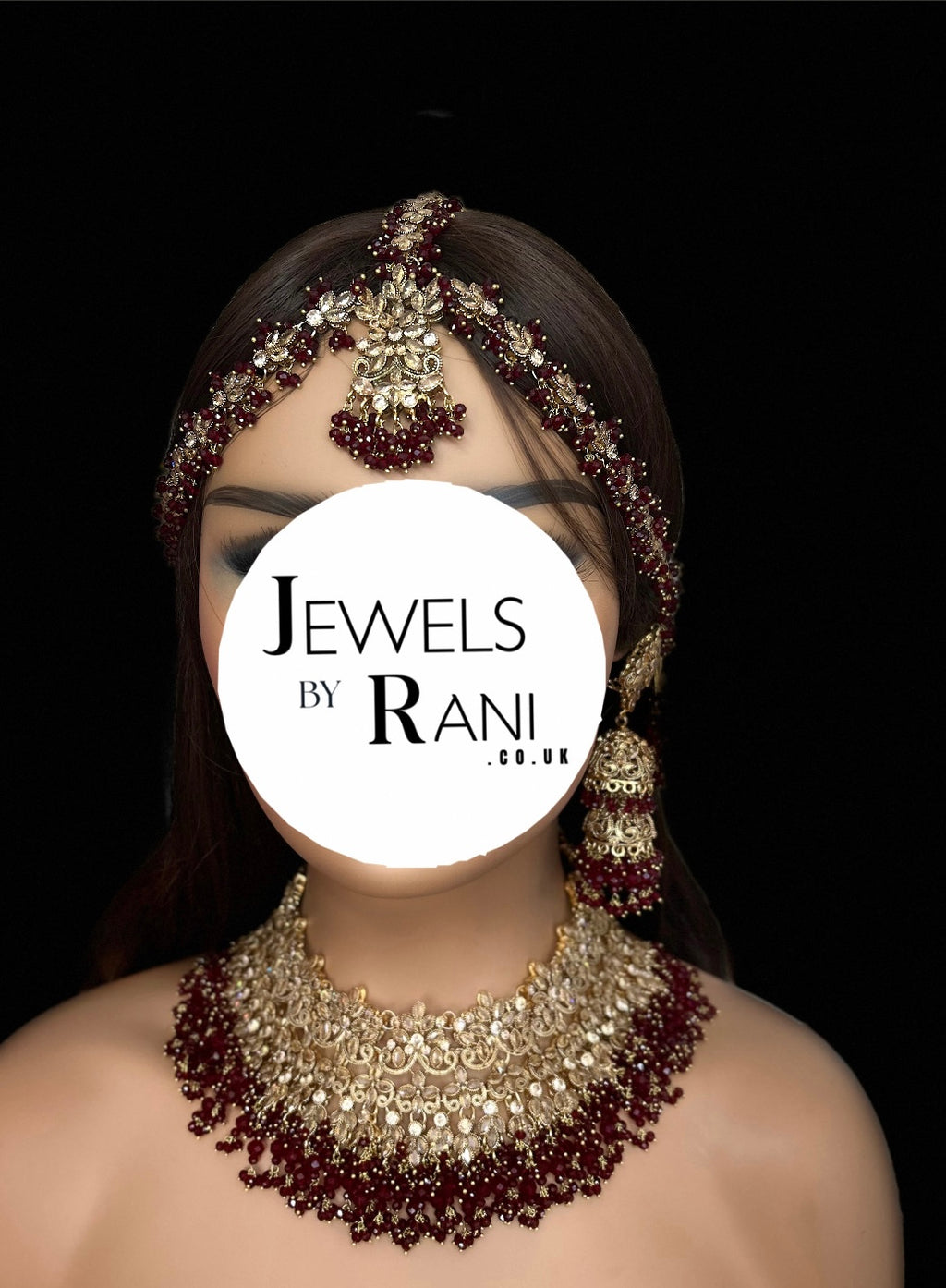 Pre Order 6 Weeks- Maroon Matha Patti Bridal Jewellery Set