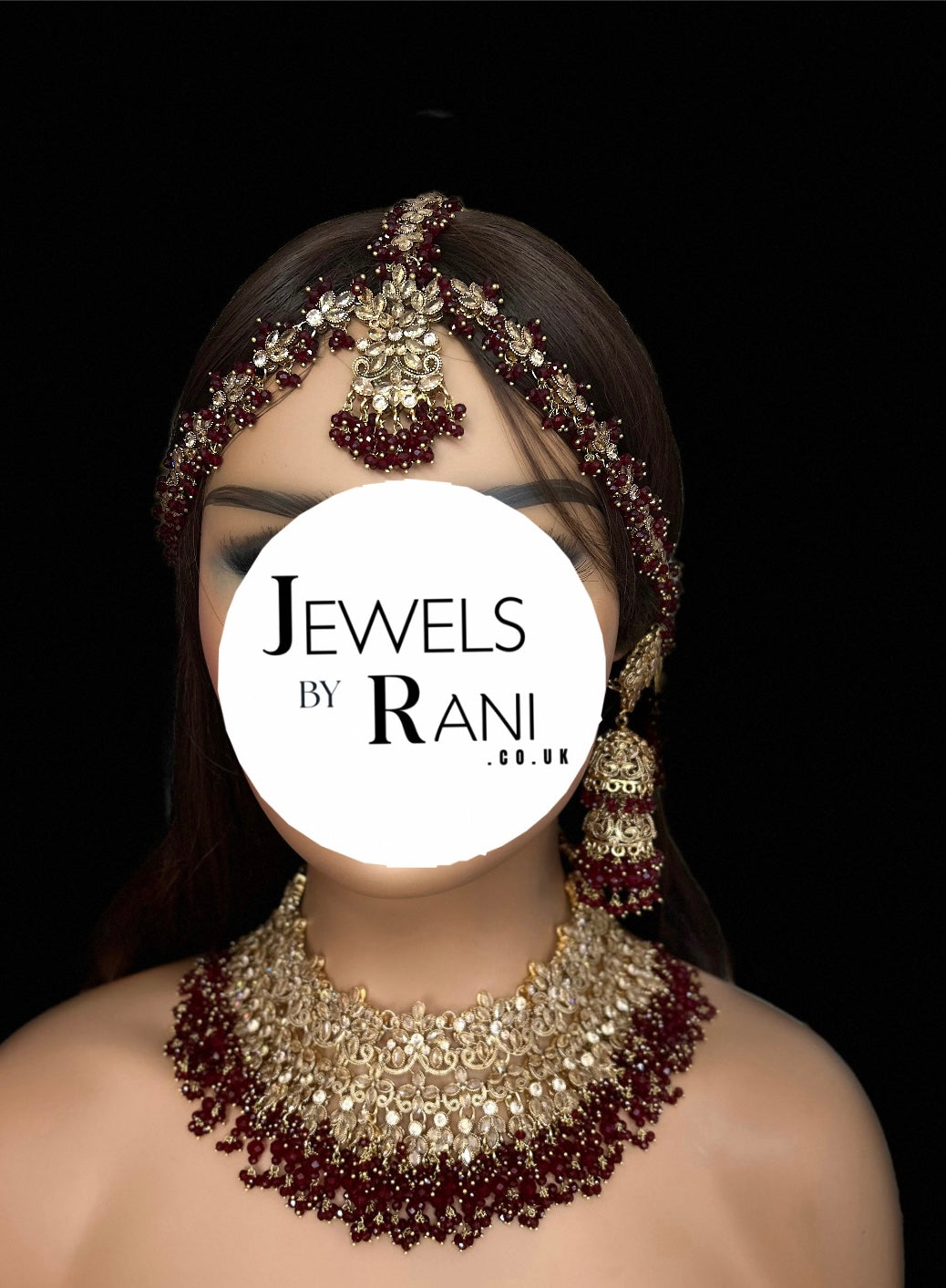 Pre Order 6 Weeks- Maroon Matha Patti Bridal Jewellery Set