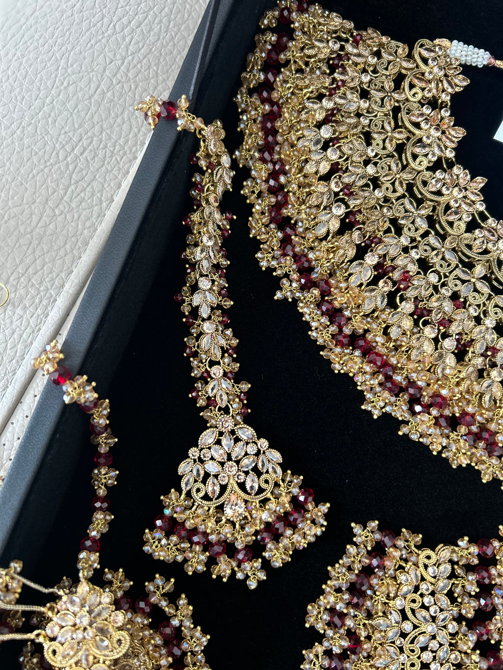 Pre order 6 Weeks - 22crt Gold Plated  - Maroon and Gold Bridal Set