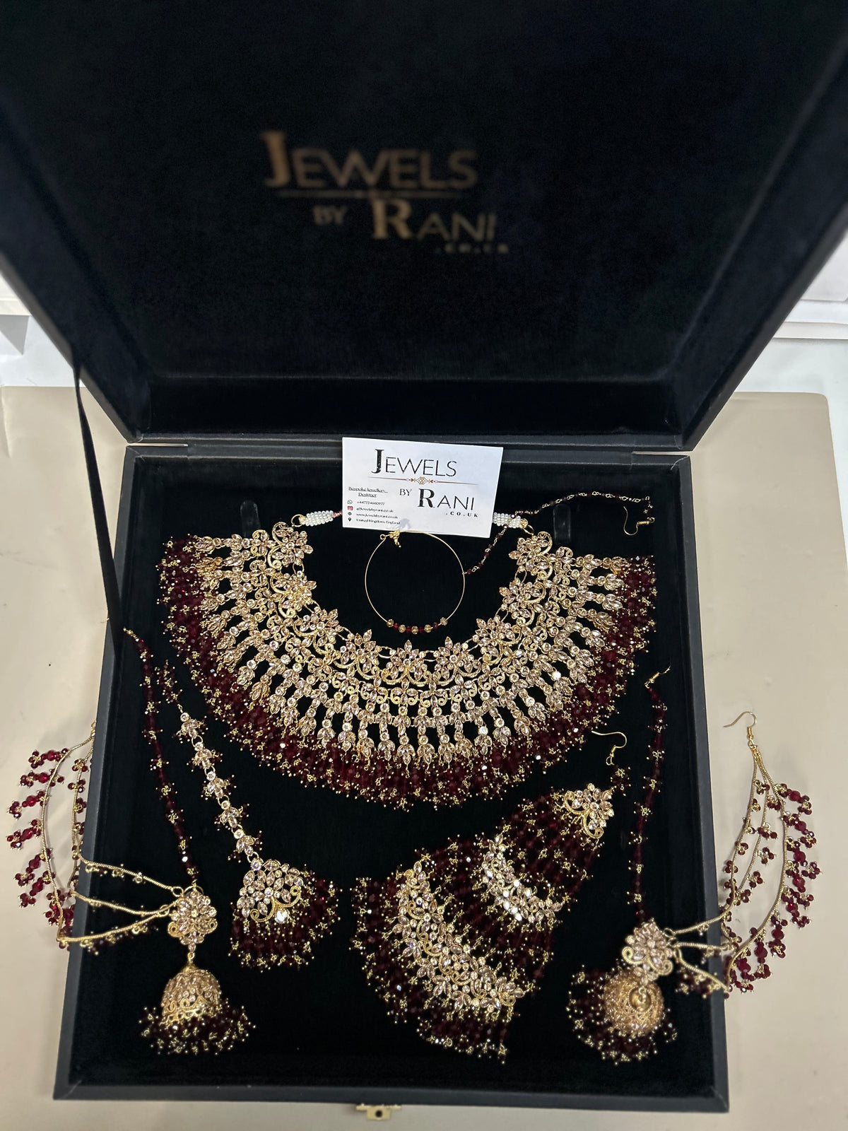 Stunning, Pakistani Trending Maroon Full Bridal Jewellery Set/ Style 87 Large Necklace