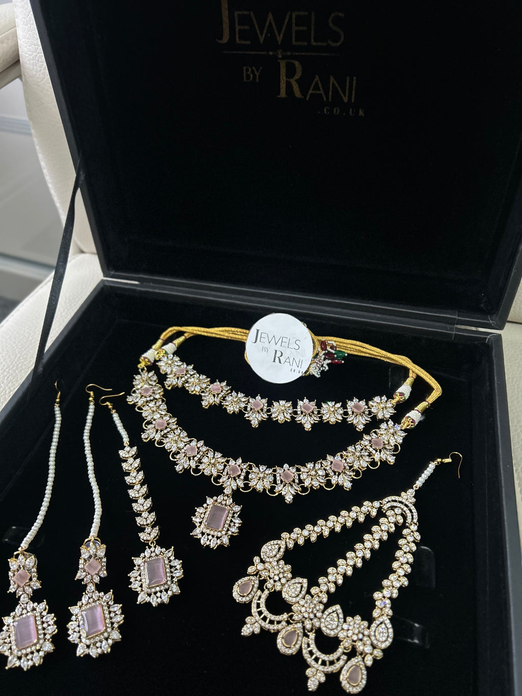 Beautiful Pink Stoned Bridal Jewellery Set Gold Plated