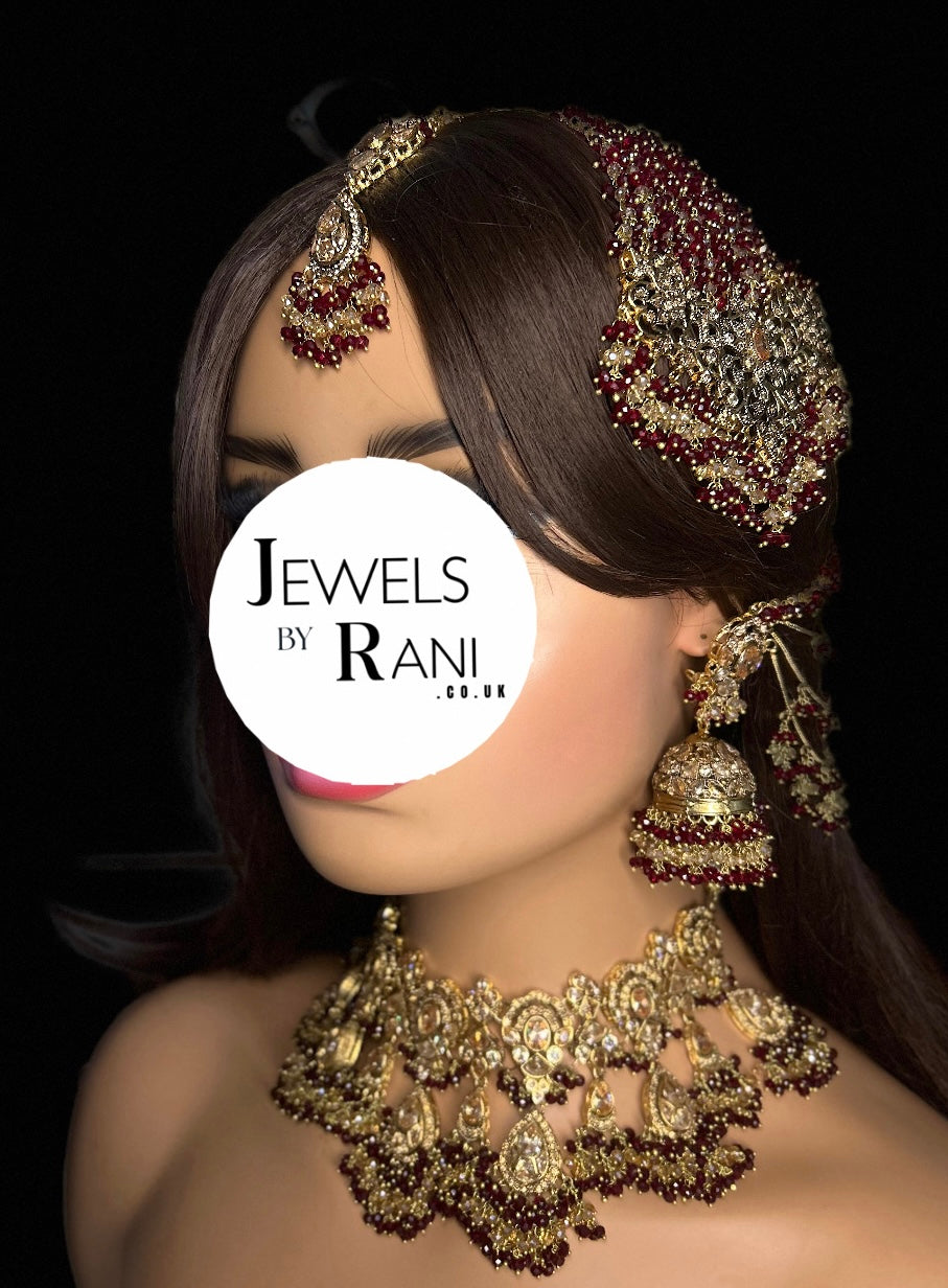 Style 3 - New Maroon and Gold Bridal Jewellery Set