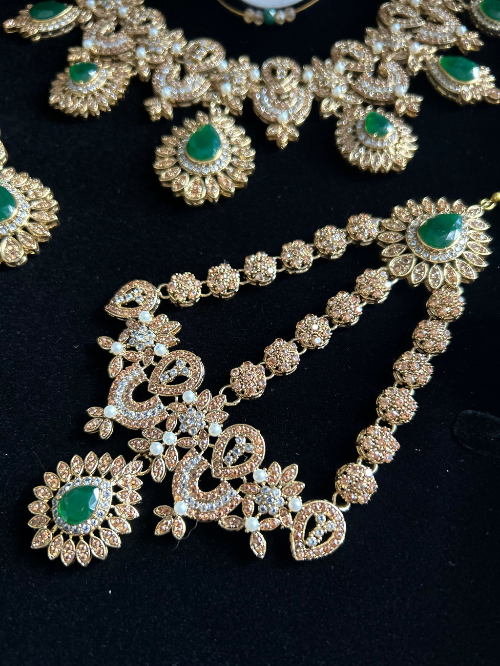 Pre Order- 24crt Gold Plated - Stunning Emerald Green Statement Set
