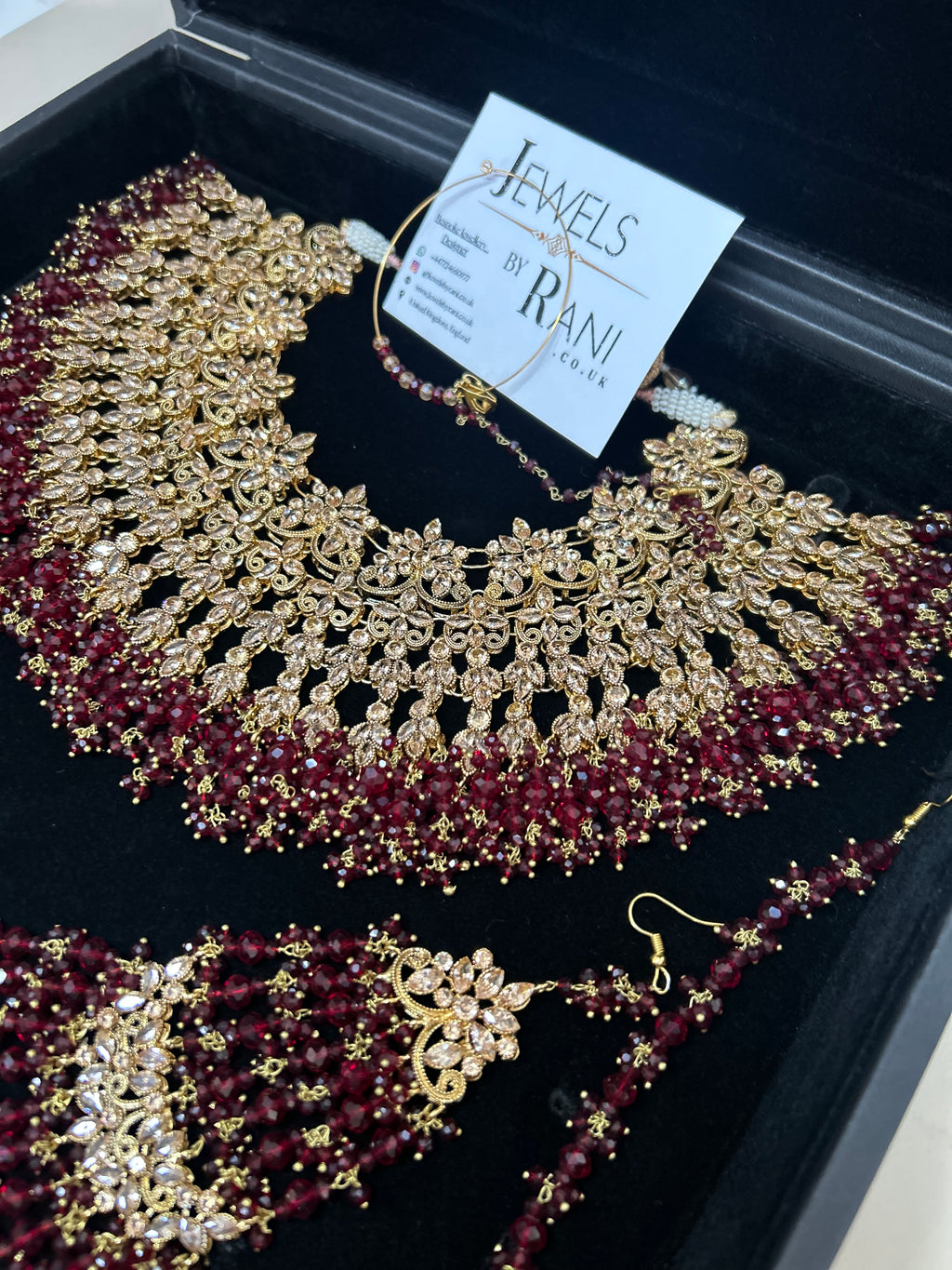 Stunning, Pakistani Trending Maroon Full Bridal Jewellery Set/ Style 87 Large Necklace