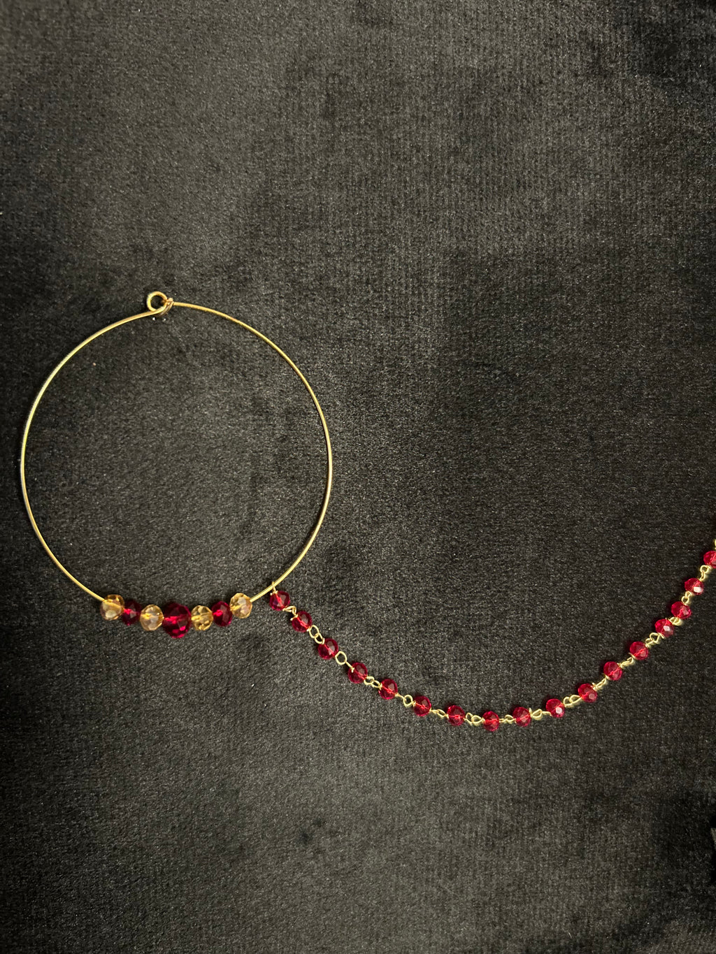 Deep Red and Gold Bridal Nose Ring Nathli Nose Hoop | Design 20
