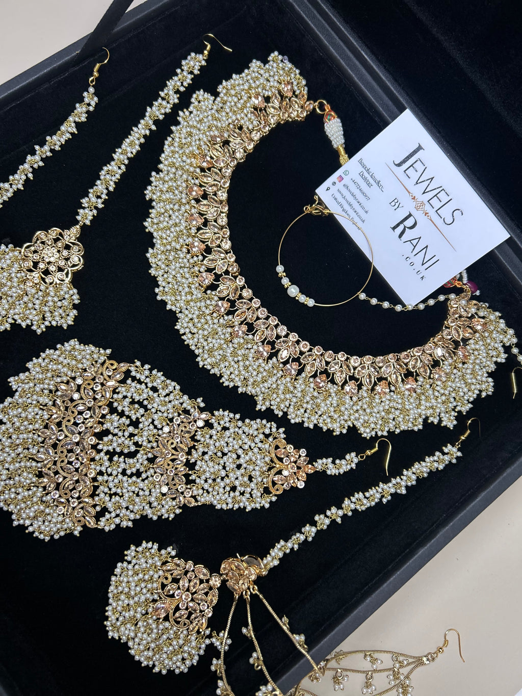 Pearly White & Gold Bridal Jewellery Set Style 429