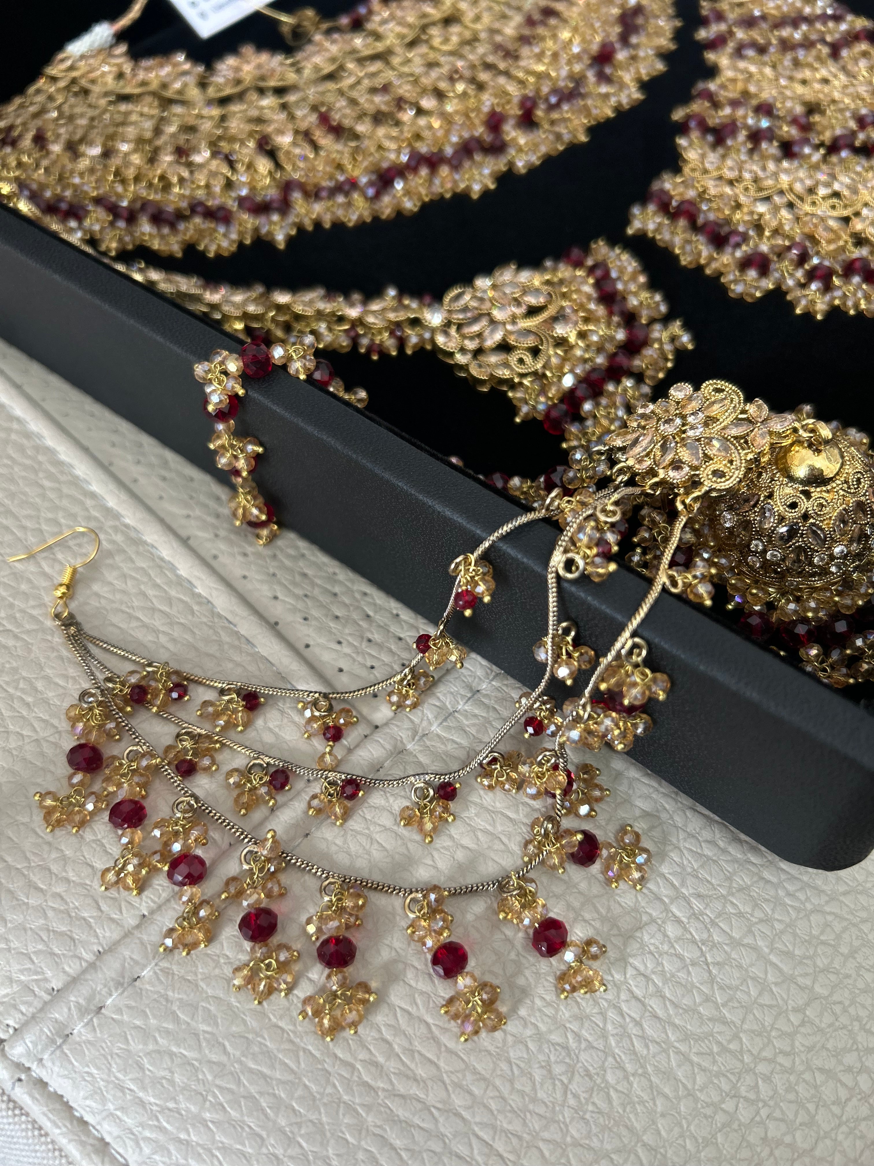 Pre order 6 Weeks - 22crt Gold Plated  - Maroon and Gold Bridal Set