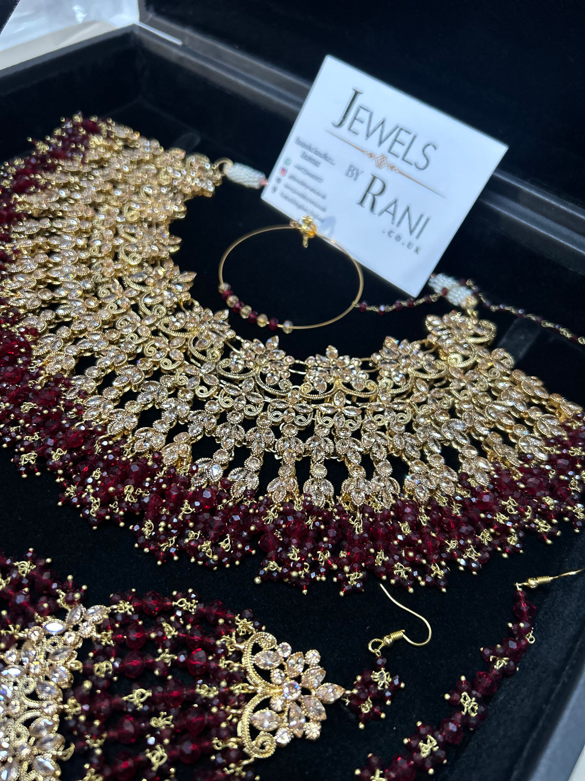 Stunning, Pakistani Trending Maroon Full Bridal Jewellery Set/ Style 87 Large Necklace
