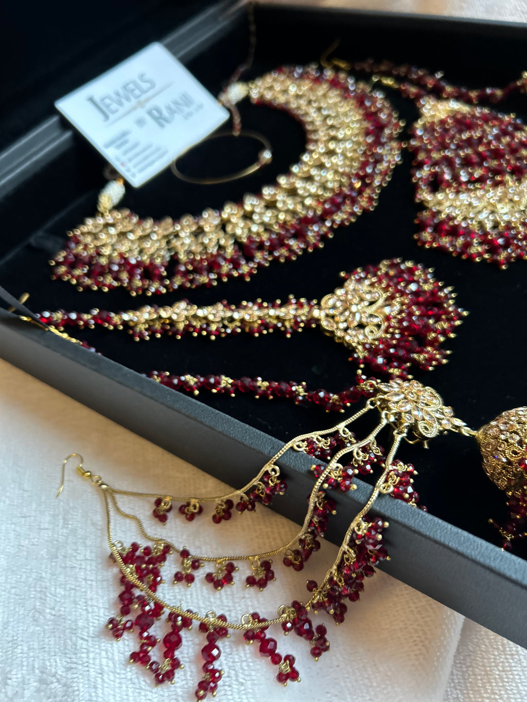 22crt Gold Plated  - Maroon and Gold Bridal Set Style 3863