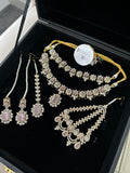 Beautiful Pink Stoned Bridal Jewellery Set Gold Plated