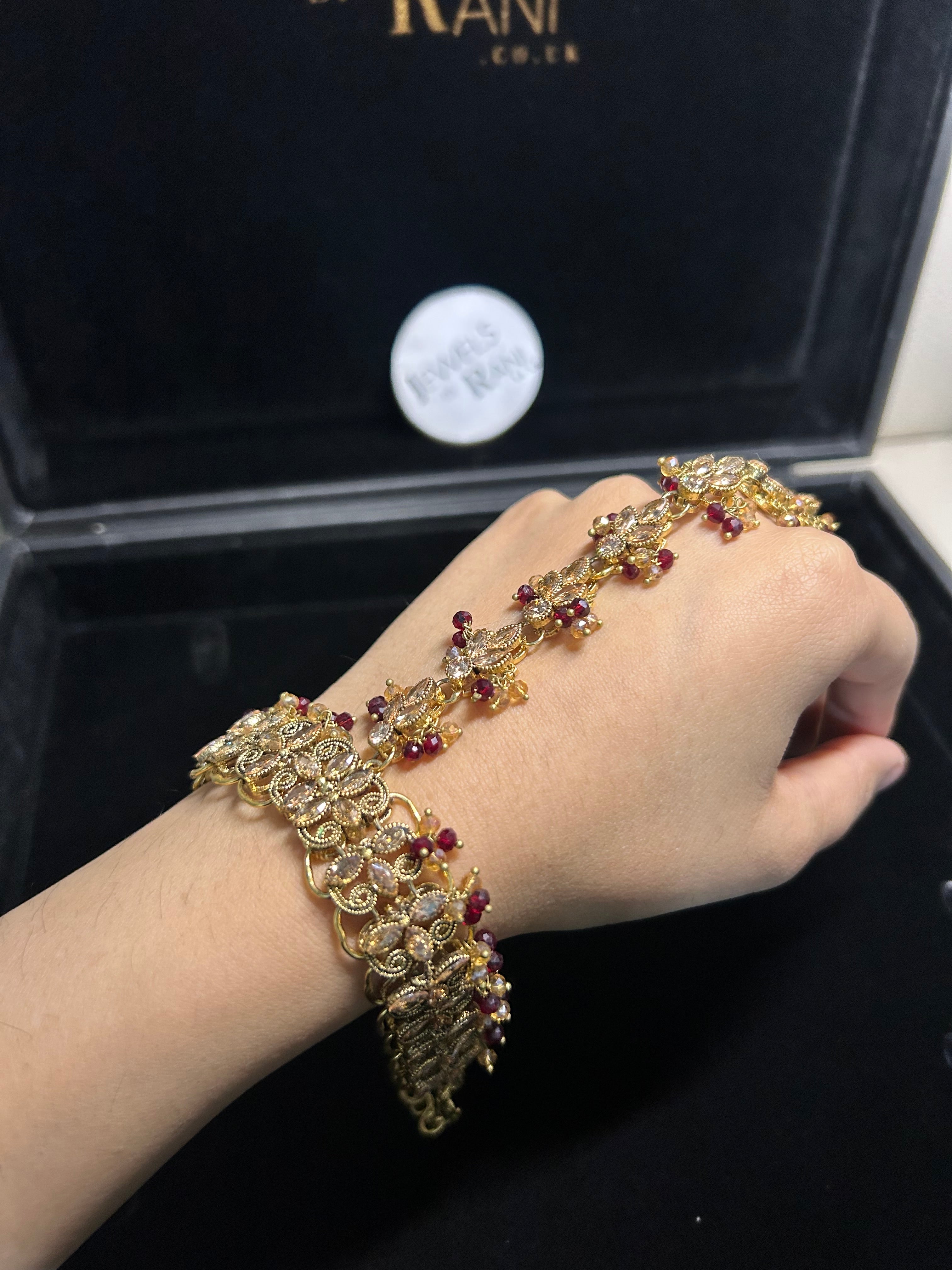 Maroon Bridal Hand Piece