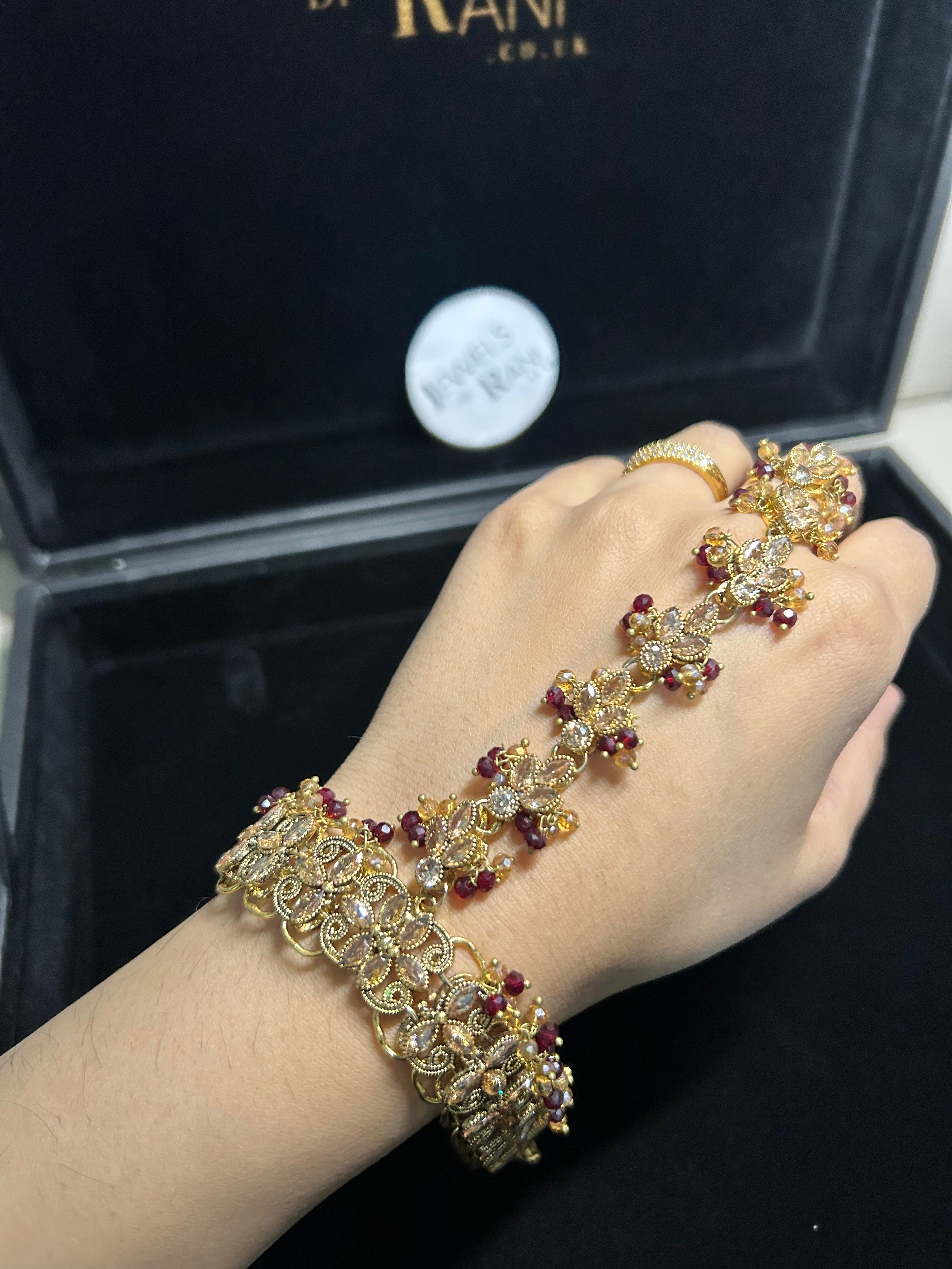 Maroon Bridal Hand Piece