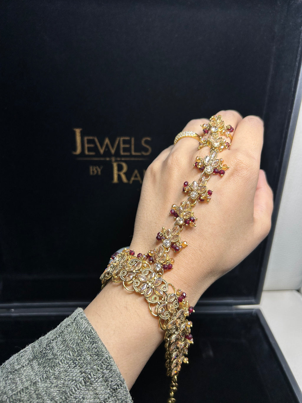 Maroon Bridal Hand Piece