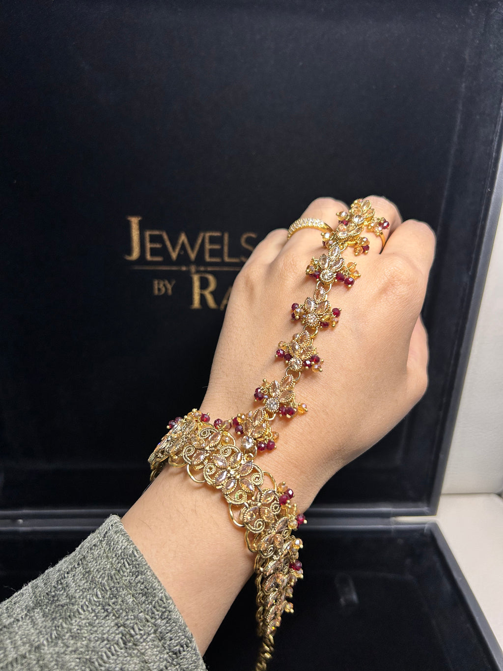Maroon Bridal Hand Piece