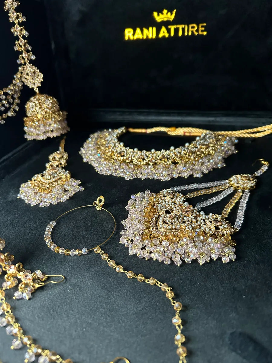 Beautiful Baby Pink & Gold Bridal Set - Jewelsbyrani